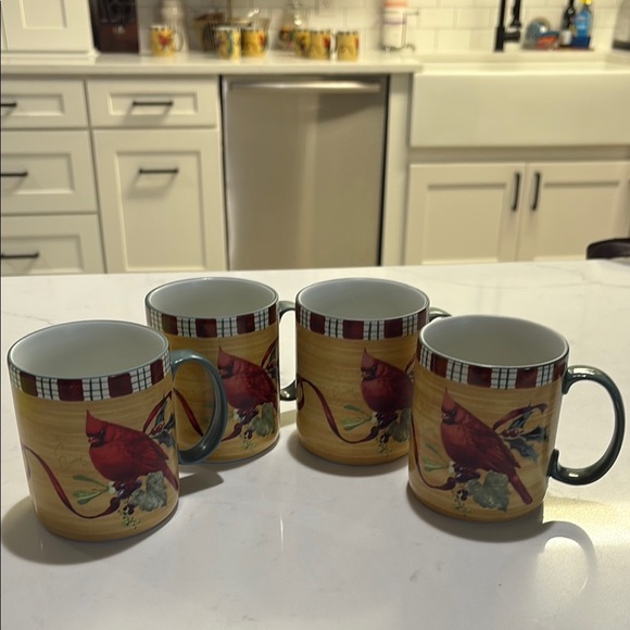 Lenox Red and Cream Dining Mugs Set of 4 - Picture 2 of 4